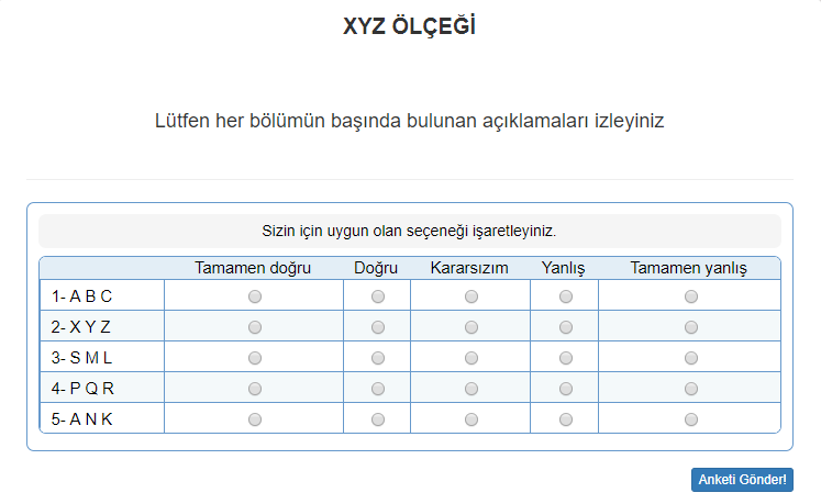 Likert Anket Örnek 1